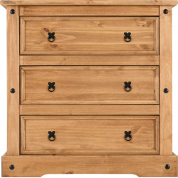 Corona 3 Drawer Chest Distressed Waxed Pine closed