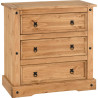 Corona 3 Drawer Chest Distressed Waxed Pine front