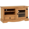 Corona Entertainment Unit Distressed Waxed Pine/Glass front