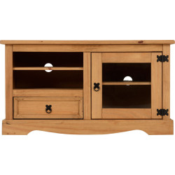 Corona Entertainment Unit Distressed Waxed Pine/Glass