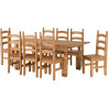 Corona Extending Dining Set with 8 Chairs Distressed Waxed Pine