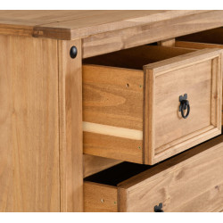 Pine chest drawer open showing storage space
