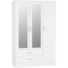 Nevada 3 Door 2 Drawer Mirrored Wardrobe Grey Gloss/Light Oak Effect Veneer