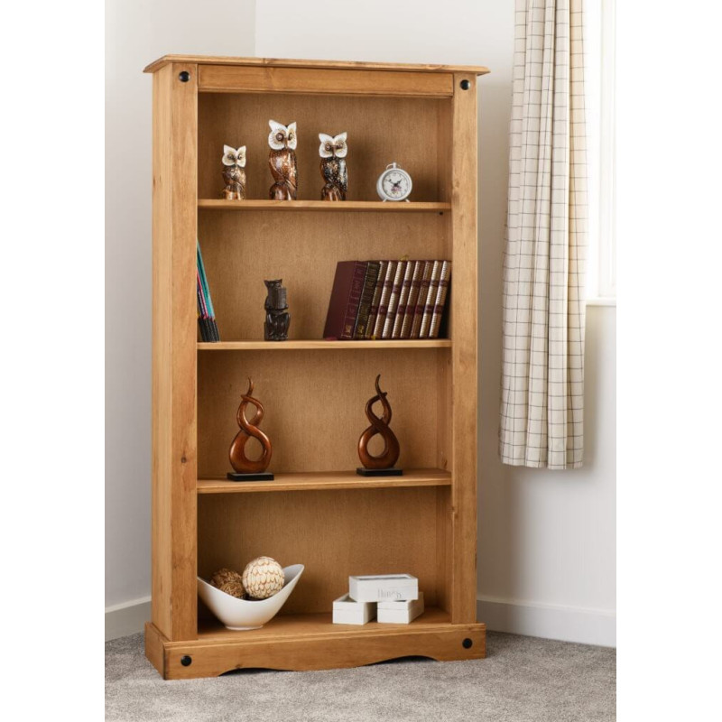 Corona Medium Bookcase Distressed Waxed Pine