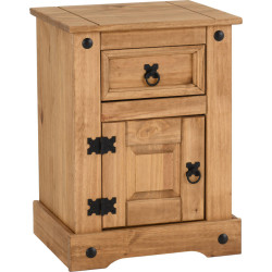 Corona Petite Bedside Distressed Waxed Pine closed