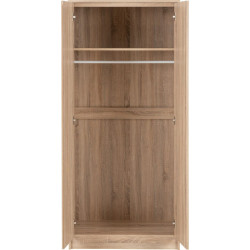 Malvern 2 Door Wardrobe Sonoma Oak Effect opened