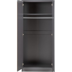 Malvern 2 Door Wardrobe grey opened