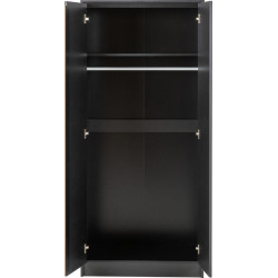 Malvern 2 Door Wardrobe black opened