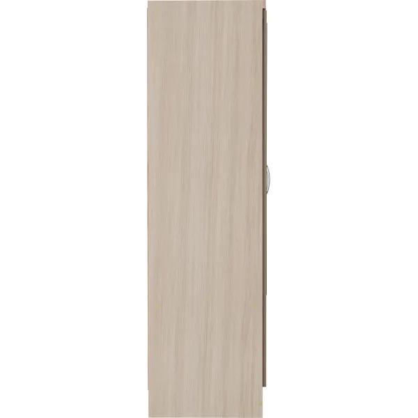 Nevada 6 Door 2 Drawer Mirrored Wardrobe Oyster Gloss/Light Oak Effect Veneer