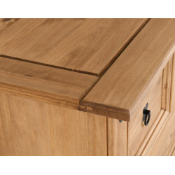 Pine cabinet top surface close-up