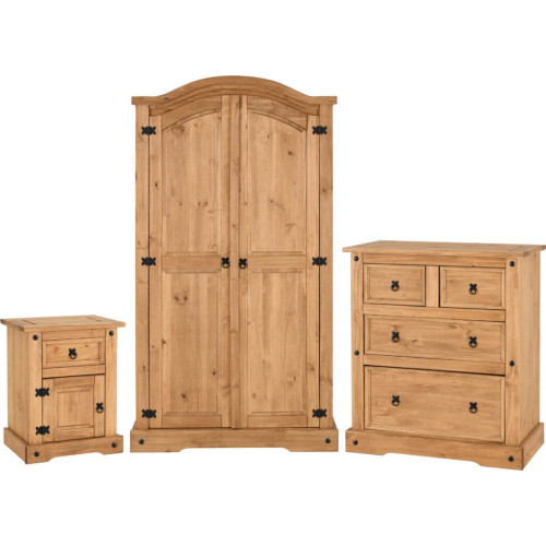 Corona Trio Set Distressed Waxed Pine - Home Divine