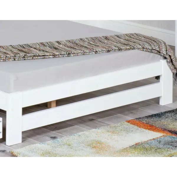 Xiamen Soild Pine Wooden Small Double 4ft Bed White - Home Divine