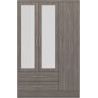 Nevada 3 Door 2 Drawer Mirrored Wardrobe Grey Gloss/Light Oak Effect Veneer