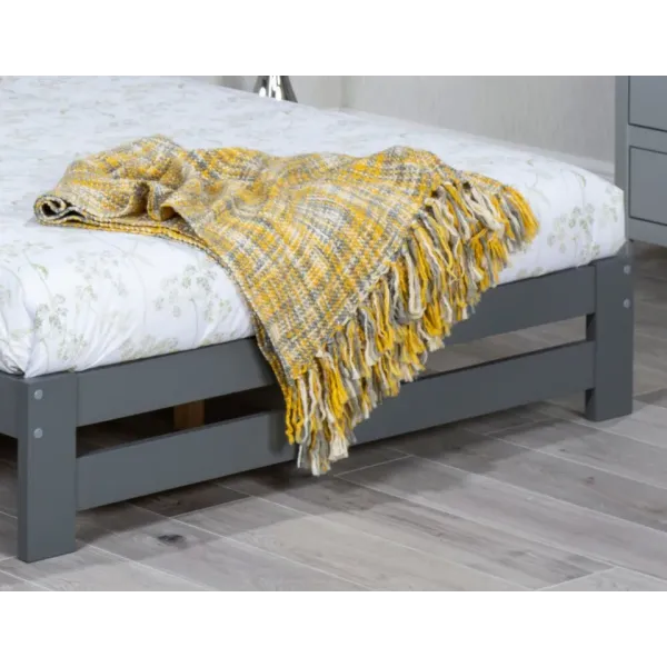 Xiamen 4ft Small Double Pine Wooden Bed Grey - Home Divine