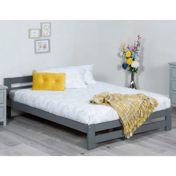 Xiamen 4ft Small Double Pine Wooden Bed Grey - Home Divine