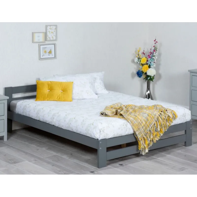Xiamen 4ft Small Double Pine Wooden Bed Grey - Home Divine Xiamen 4ft Small Double Pine Wooden Bed Grey - Home Divine