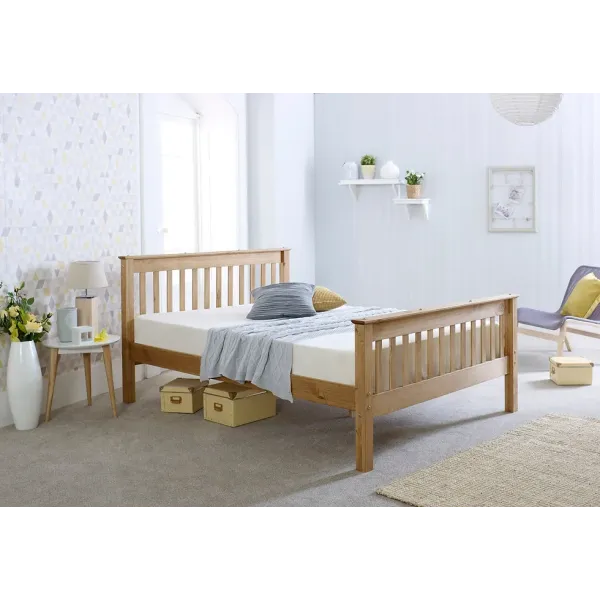 Somerset Double 4ft 6inch Waxed Pine Wooden Bed Frame - Home Divine