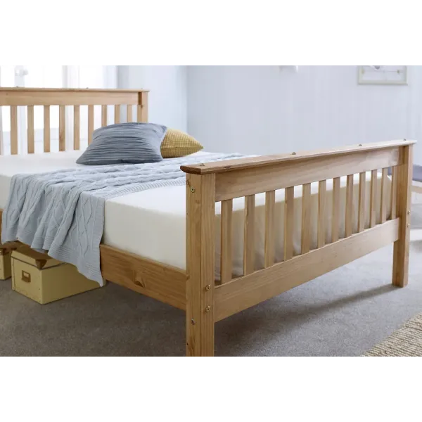 Somerset Double 4ft 6inch Waxed Pine Wooden Bed Frame - Home Divine