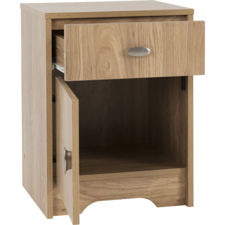 Carlton Trio Bedroom Set Medium Oak Effect bedside opened