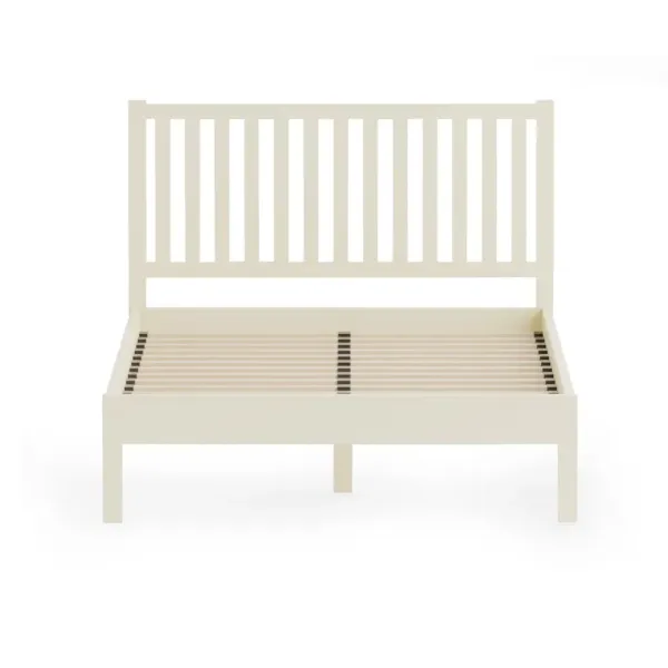 Coxmoor Solid Oak Wooden Bed Frame in Ivory Finish | Home Divine