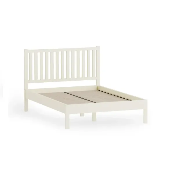 Coxmoor Solid Oak Wooden Bed Frame in Ivory Finish | Home Divine