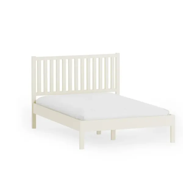 Coxmoor Solid Oak Wooden Bed Frame in Ivory Finish | Home Divine