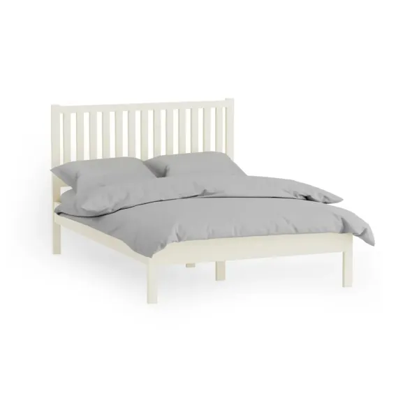 Coxmoor Solid Oak Wooden Bed Frame in Ivory Finish | Home Divine