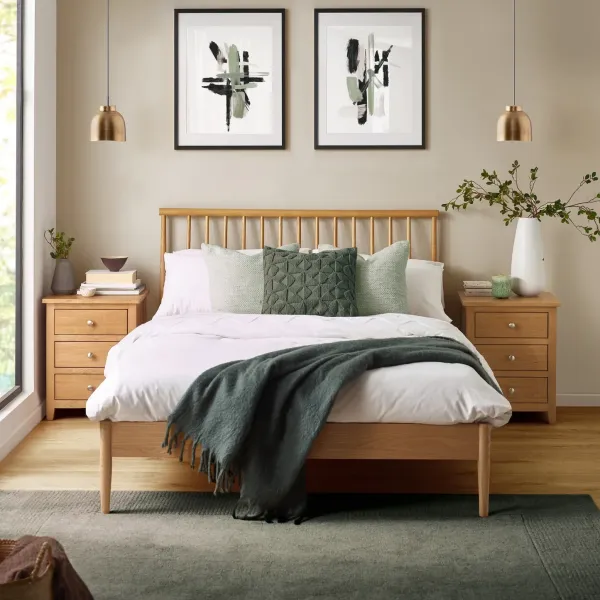 Upgrade Your Bedroom with the Belton Solid Oak Wooden Spindle Bed Frame | Home Divine