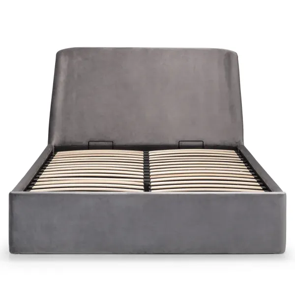 Introducing Frida Storage Ottoman Bed Frame in Grey Velvet Fabric by Home Divine