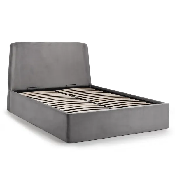 Introducing Frida Storage Ottoman Bed Frame in Grey Velvet Fabric by Home Divine