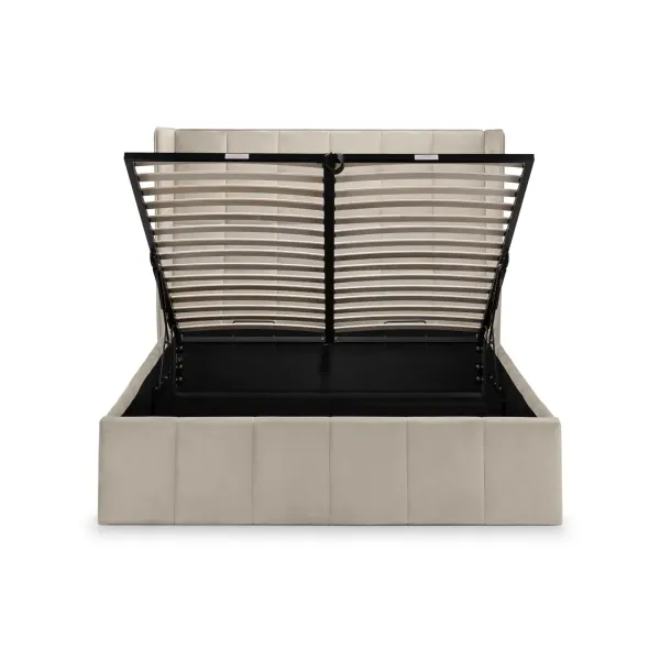 Gatsby Ottoman Storage Fabric Bed Frame in Cream Velvet | Home Divine