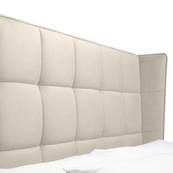 Gatsby Ottoman Storage Fabric Bed Frame in Cream Velvet | Home Divine