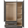 Nevada 3 Door 2 Drawer Mirrored Wardrobe Rustic Oak Effect - Home Divine