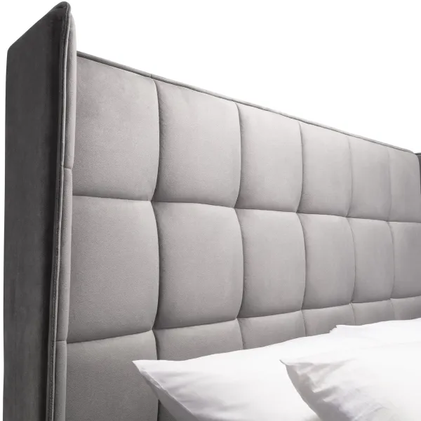 Gatsby Ottoman Storage Fabric Bed Frame in Grey Velvet | Home Divine