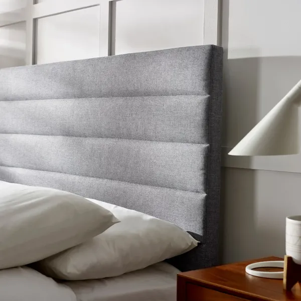 Merida Lift-Up Ottoman Storage Fabric Bed Frame Grey Linen | Home Divine