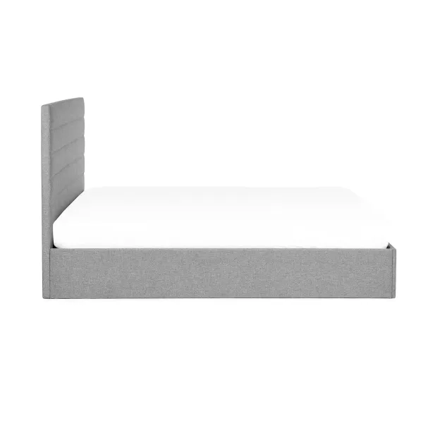 Merida Lift-Up Ottoman Storage Fabric Bed Frame Grey Linen | Home Divine