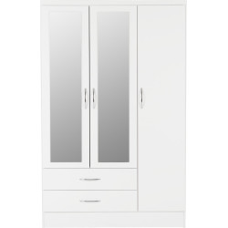 Nevada 3 Door 2 Drawer Mirrored Wardrobe Rustic Oak Effect - Home Divine