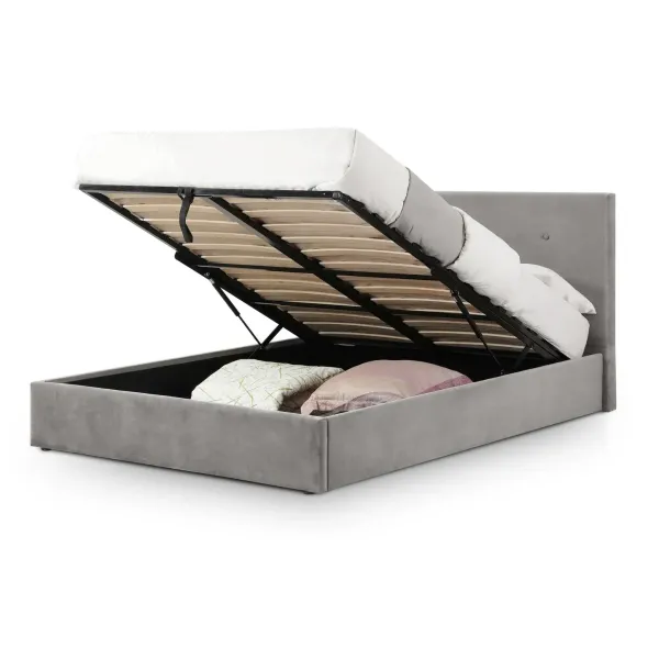 Home Divine - Shoreditch Lift-Up Ottoman Storage Bed in Slate Grey Velvet