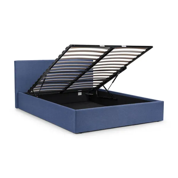 Rialto Ottoman Lift-Up Storage Bed in Dark Blue Linen | Home Divine