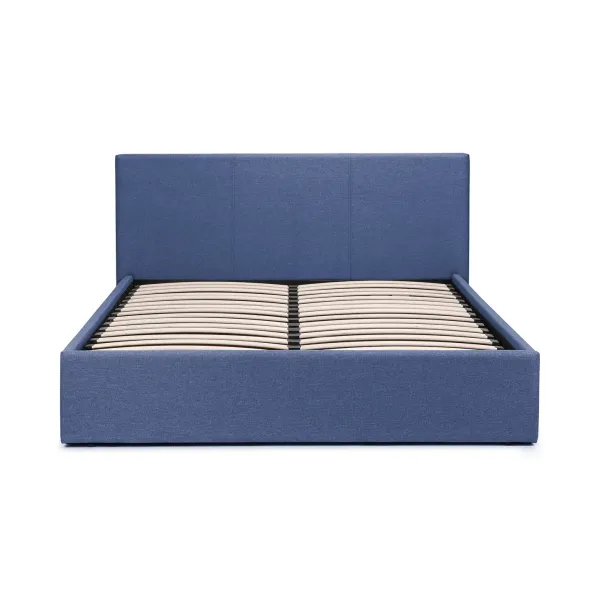 Rialto Ottoman Lift-Up Storage Bed in Dark Blue Linen | Home Divine