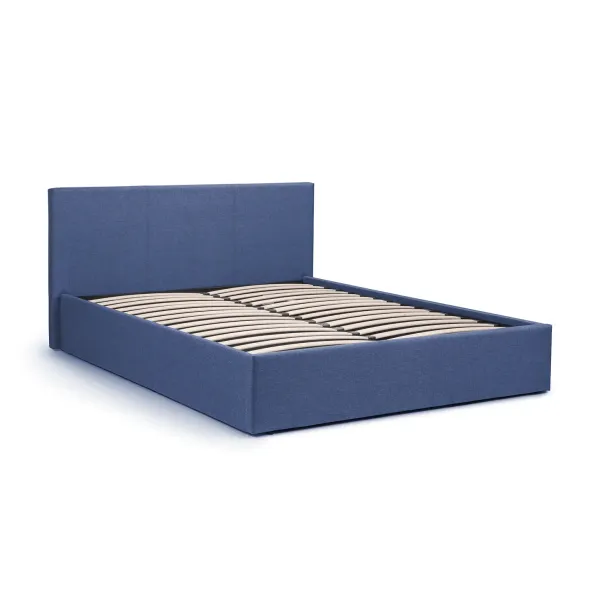 Rialto Ottoman Lift-Up Storage Bed in Dark Blue Linen | Home Divine