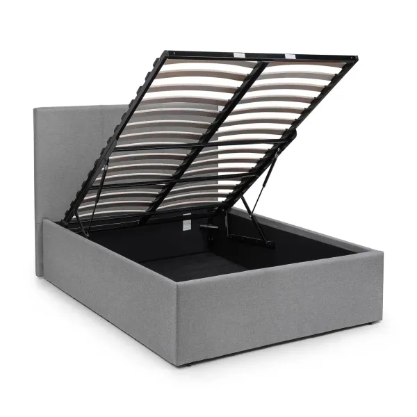 Rialto Ottoman Lift-Up Storage Bed in Light Grey Linen | Home Divine
