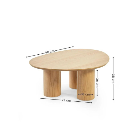 Anya Light Oak Effect Oval Coffee Table dimensions