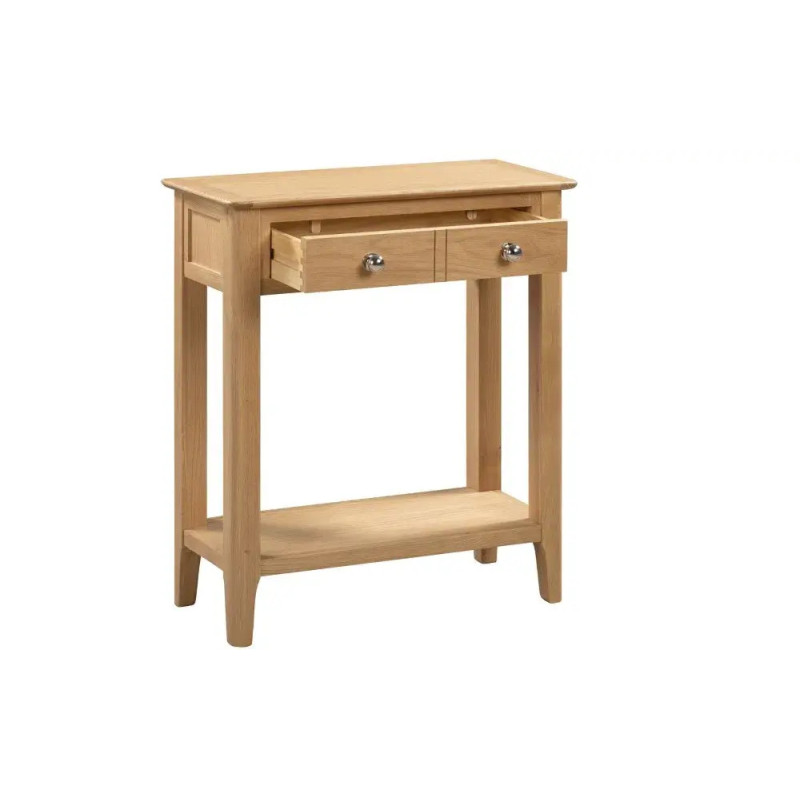 Cotswold Oak Wooden Console Table with 1 Drawer opened