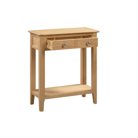 Cotswold Oak Wooden Console Table with 1 Drawer opened