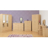 Nevada 3 Door 2 Drawer Mirrored Wardrobe Oyster Gloss/ Light Oak Effect - Home Divine