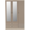 Nevada 3 Door 2 Drawer Mirrored Wardrobe Oyster Gloss/ Light Oak Effect - Home Divine