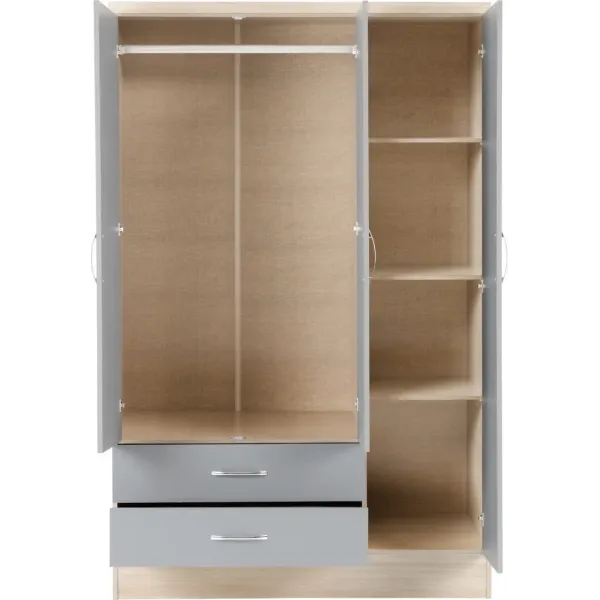 Discover the Luxurious Nevada 3 Door 2 Drawer Mirrored Wardrobe at Home Divine