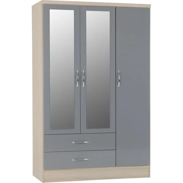 Discover the Luxurious Nevada 3 Door 2 Drawer Mirrored Wardrobe at Home Divine