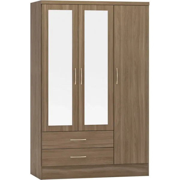 Discover the Luxurious Nevada 3 Door 2 Drawer Mirrored Wardrobe at Home Divine
